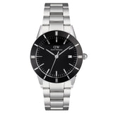 Ανδρικό ρολόι Daniel Wellington Iconic Paradigma DW00100822 με ασημί μπρασελέ από ανοξείδωτο ατσάλι και μαύρο καντράν διαμέτρου 40mm με γκρι λεπτομέρειες.