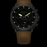 Κοντινό στο μαύρο καντράν του Timberland Williston Small TDWGF0042002 Dual Time, σκοτάδι