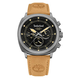 Ανδρικό ρολόι Dual Time Timberland Williston Small TDWGF0042002 με ταμπά δερμάτινο λουράκι και μαύρο καντράν 43.5 mm.