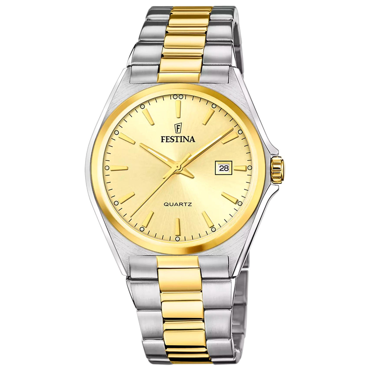 Ανδρικό ρολόι Festina Classics F20554/3 με ασημί-χρυσό μπρασελέ και χρυσό καντράν
