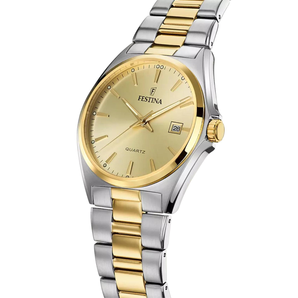 Χρυσό καντράν ρολογιού Festina Classics F20554/3 διαμέτρου 40mm με ένδειξη ημερομηνίας