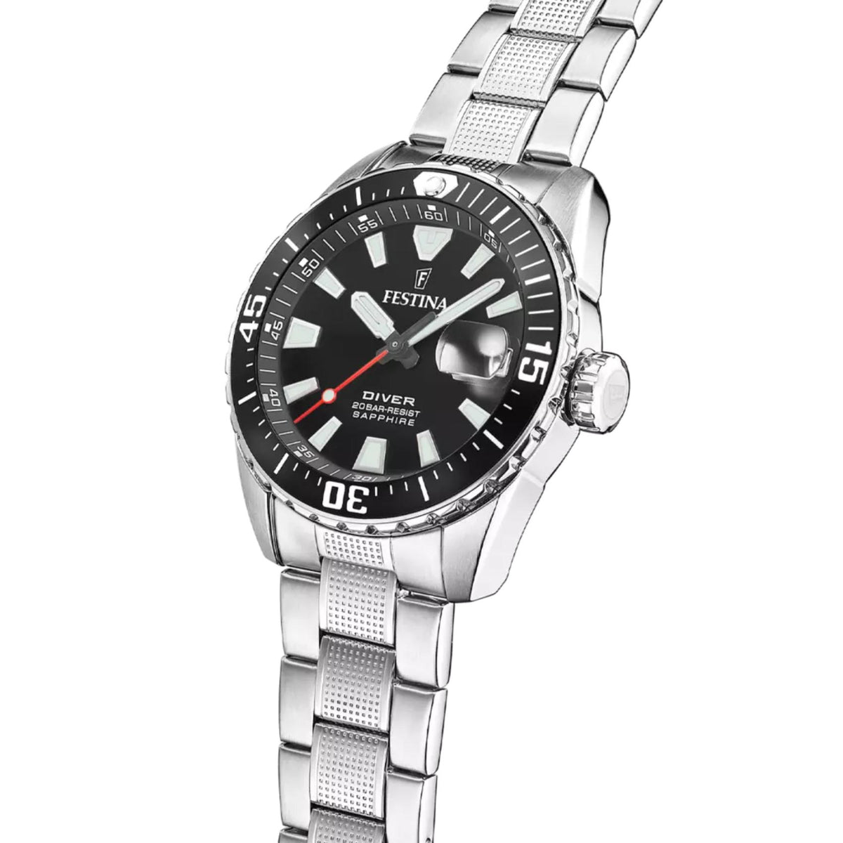 Μαύρο καντράν ρολογιού Festina The Originals F20669/3 διαμέτρου 41mm με ένδειξη ημερομηνίας