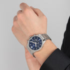 Ρολόι Timeless Chronograph Festina F20343/7 Με Ασημί Μπρασελέ & Σκούρο Μπλε Καντράν
