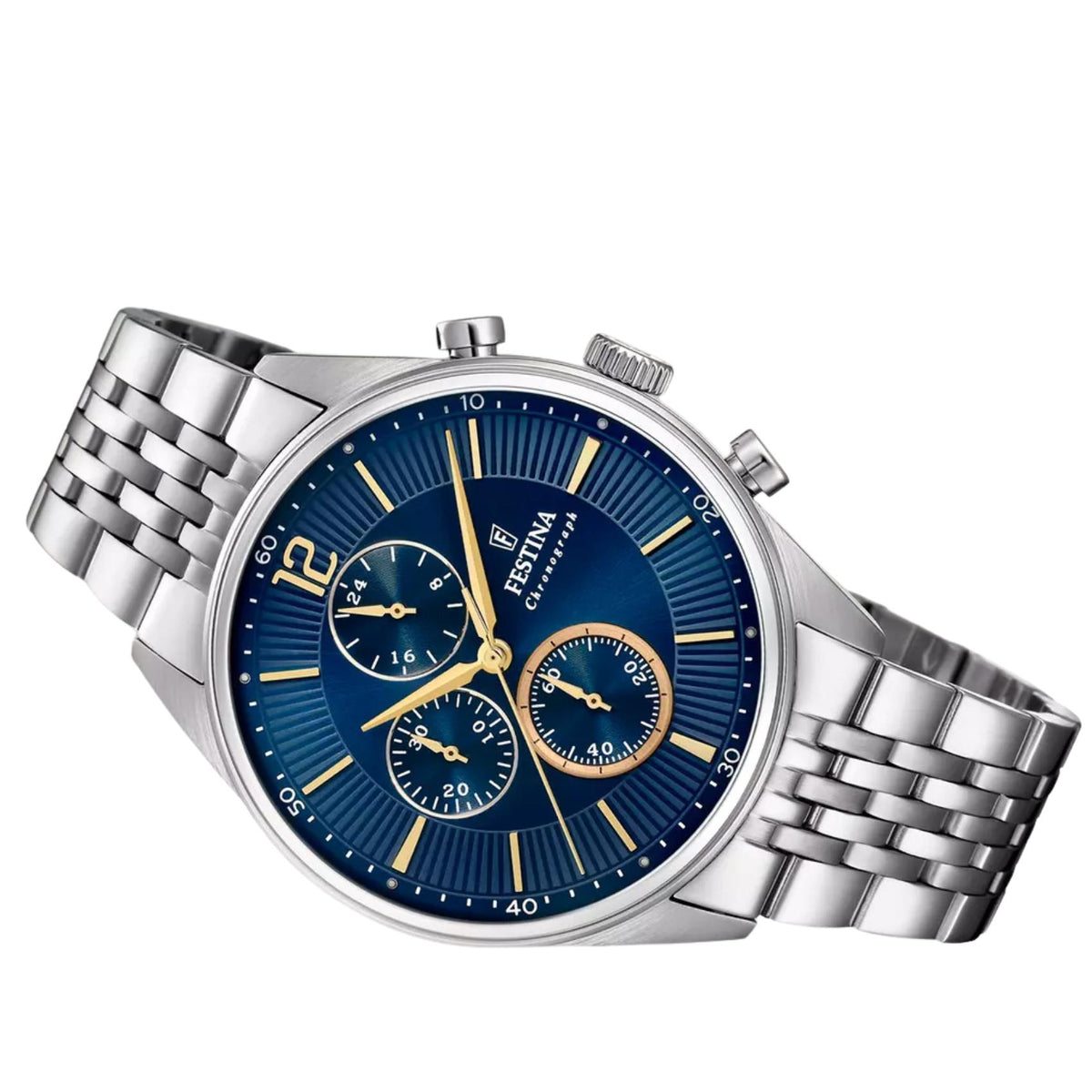 Μπλε καντράν ρολογιού Festina Timeless F20285/3 διαμέτρου 41.5mm με ένδειξη χρονογράφου