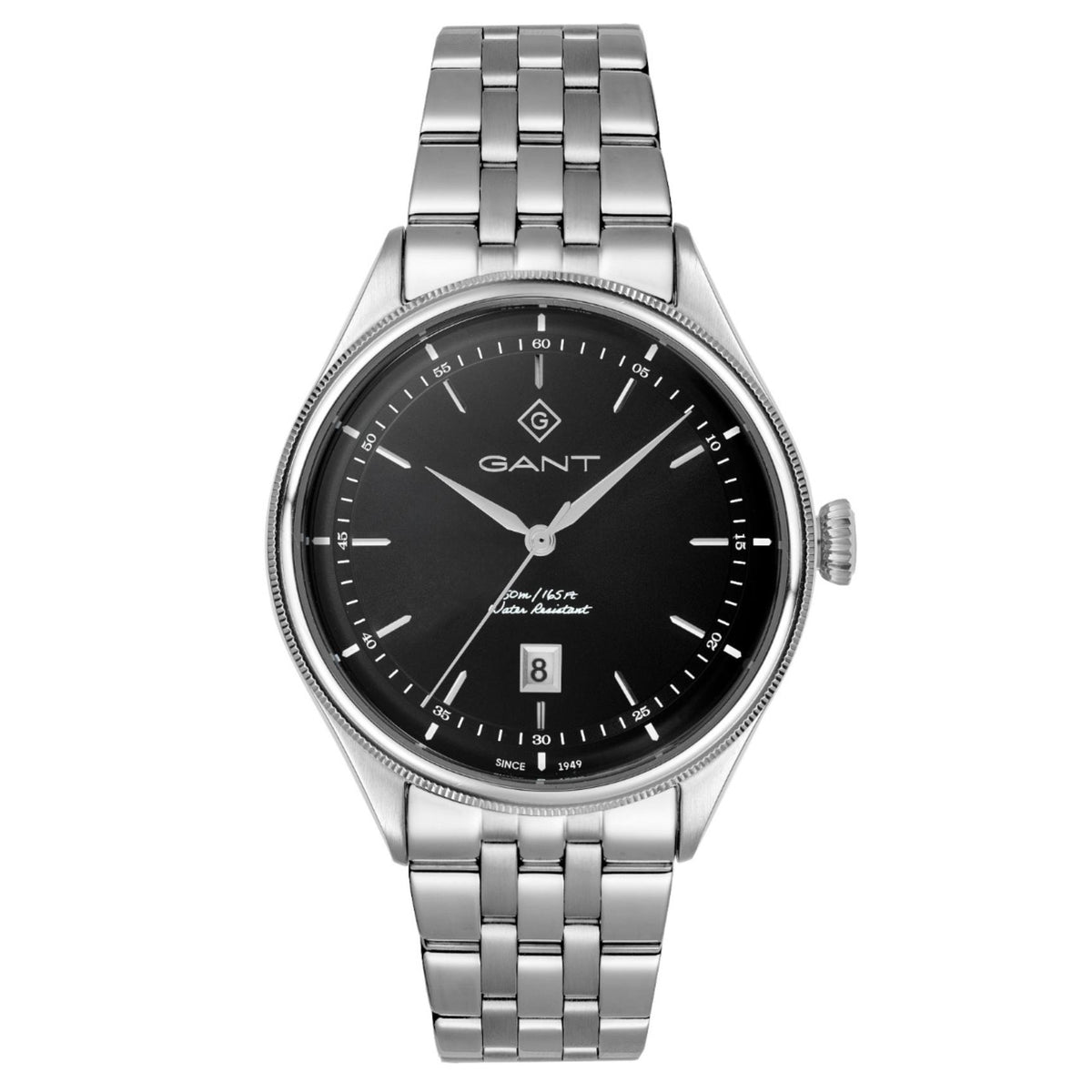 Ανδρικό ρολόι Gant Cortland G305001 με ασημί μπρασελέ και μαύρο καντράν