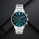 Ανδρικό ρολόι Gant East Hill G191011 με ασημί ατσάλινο μπρασελέ και μπλε καντράν διαμέτρου 42.5mm.