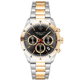 Ανδρικό ρολόι Gant Greenfield G202005 χρονογράφος με δίχρωμο μπρασελέ από ανοξείδωτο ατσάλι σε χρυσό και ασημί χρώμα και μαύρο καντράν διαμέτρου 41mm.