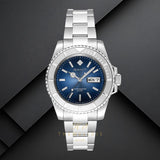 Ρολόι Gant Watertown G204002 με ημερομηνία, ασημί ατσάλινο μπρασελέ και μπλε καντράν διαμέτρου 41mm, σε μαύρο φόντο.