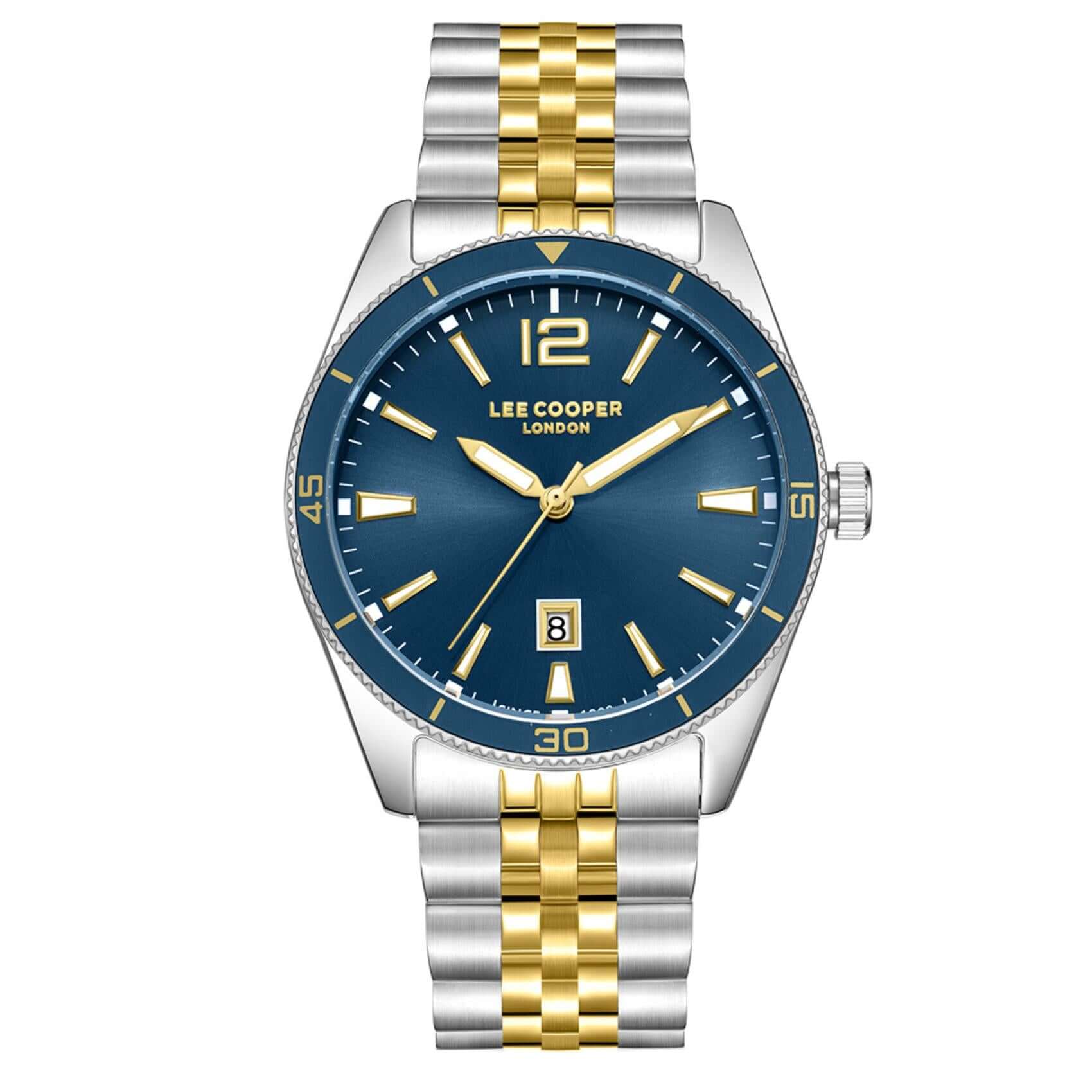 Ανδρικό ρολόι Lee Cooper Gents LC08281.290 με δίχρωμο ατσάλινο μπρασελέ, μπλε καντράν και κάσα 42 mm.