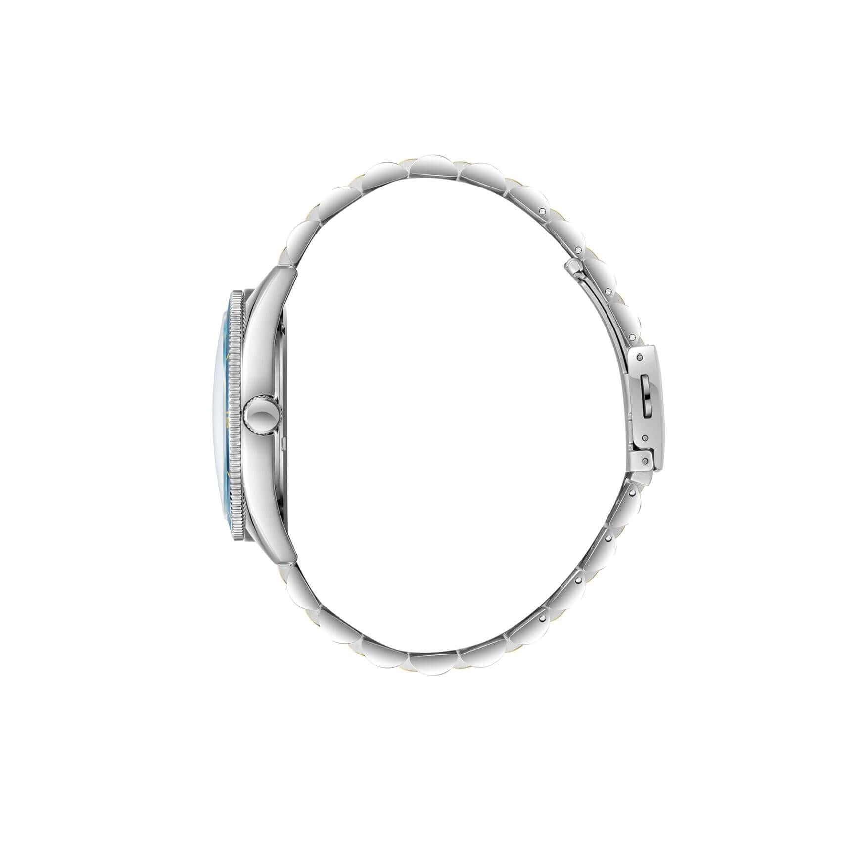 Πλάγια όψη από ανδρικό ρολόι Lee Cooper Gents LC08281.290 με δίχρωμο μπρασελέ από ανοξείδωτο ατσάλι.