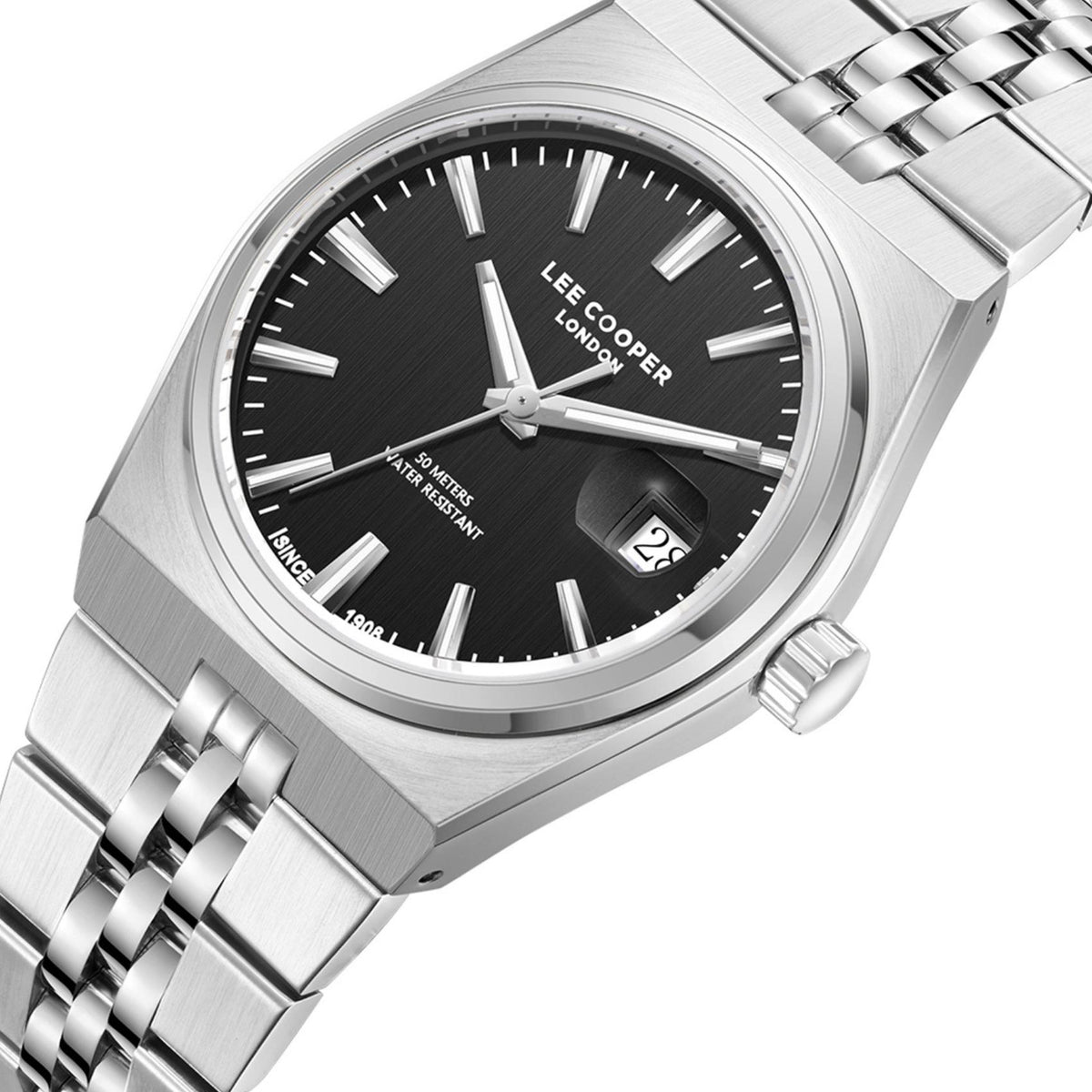 Μαύρο καντράν ρολογιού Lee Cooper Gents LC08397.350 διαμέτρου 39mm με ένδειξη ημερομηνίας