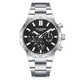 Ανδρικό ρολόι Lee Cooper Gents Multi LC08293.350 με ασημί ατσάλινο μπρασελέ, μαύρο καντράν και κάσα 43 mm.