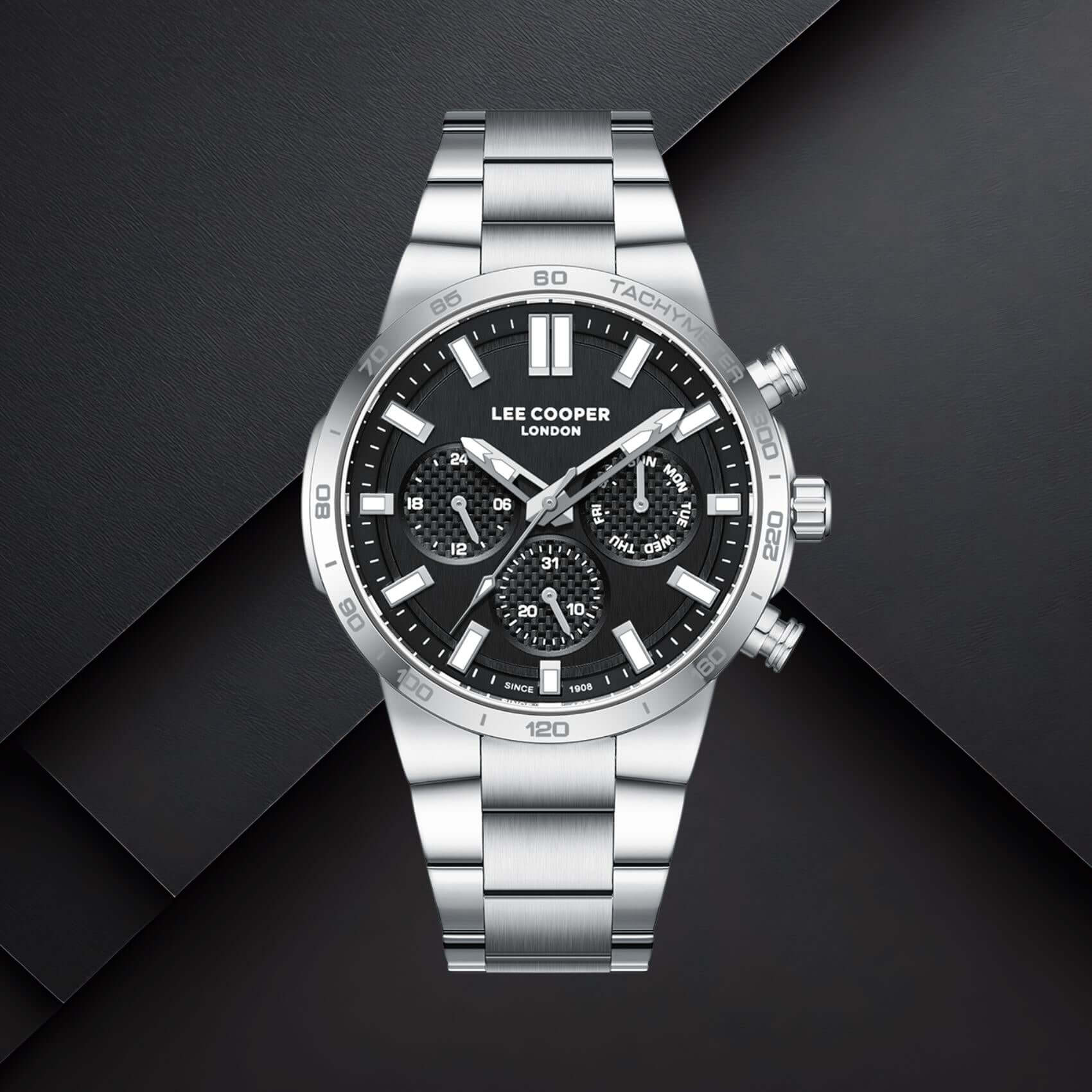 Ανδρικό ρολόι Lee Cooper Gents Multi LC08293.350 με ένδειξη ημέρας, ημερομηνίας και διπλής ώρας σε κάσα 43 mm.