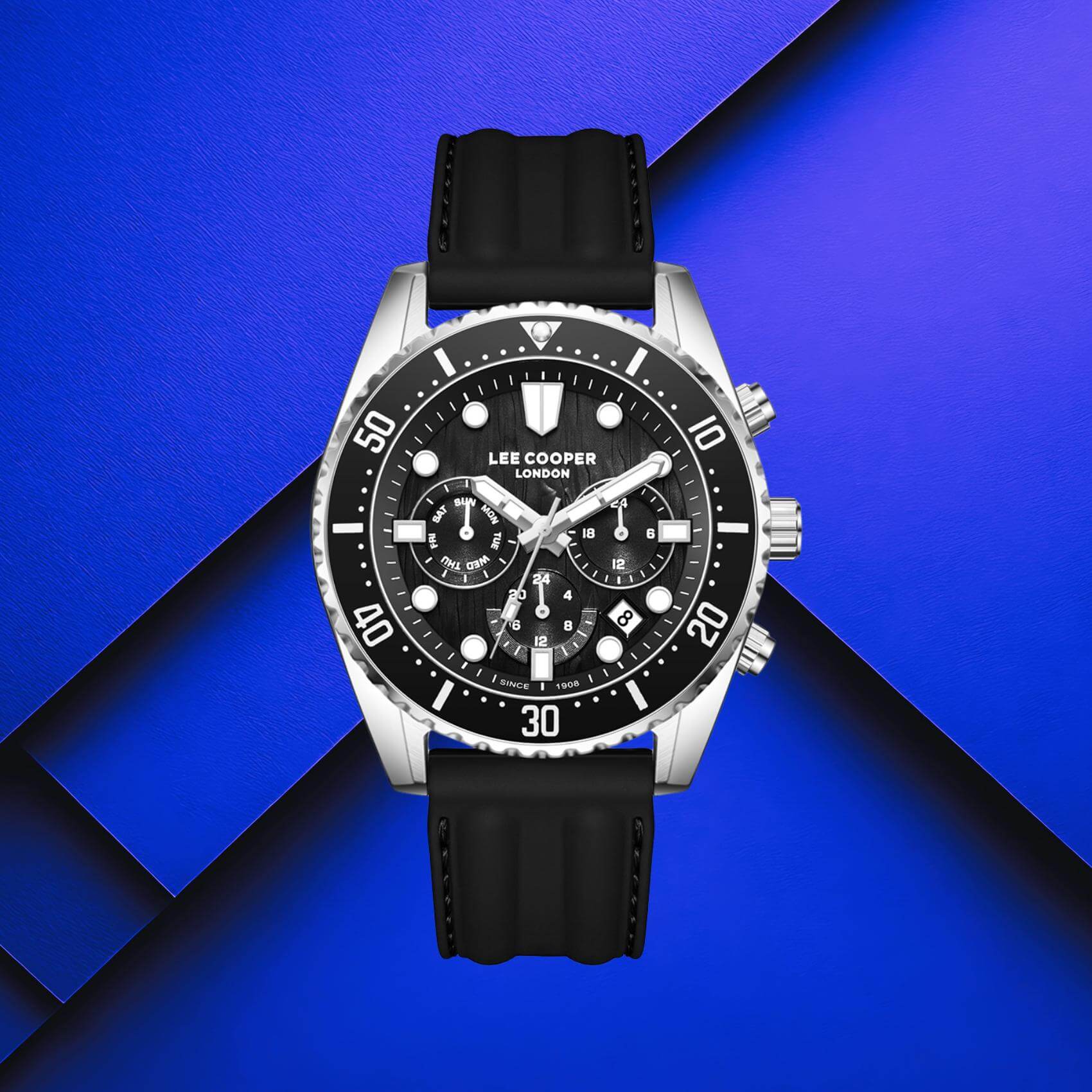 Ανδρικό ρολόι Lee Cooper Gents Multi LC08335.351 με ένδειξη ημέρας, ημερομηνίας και διπλής ώρας σε κάσα 44 mm.