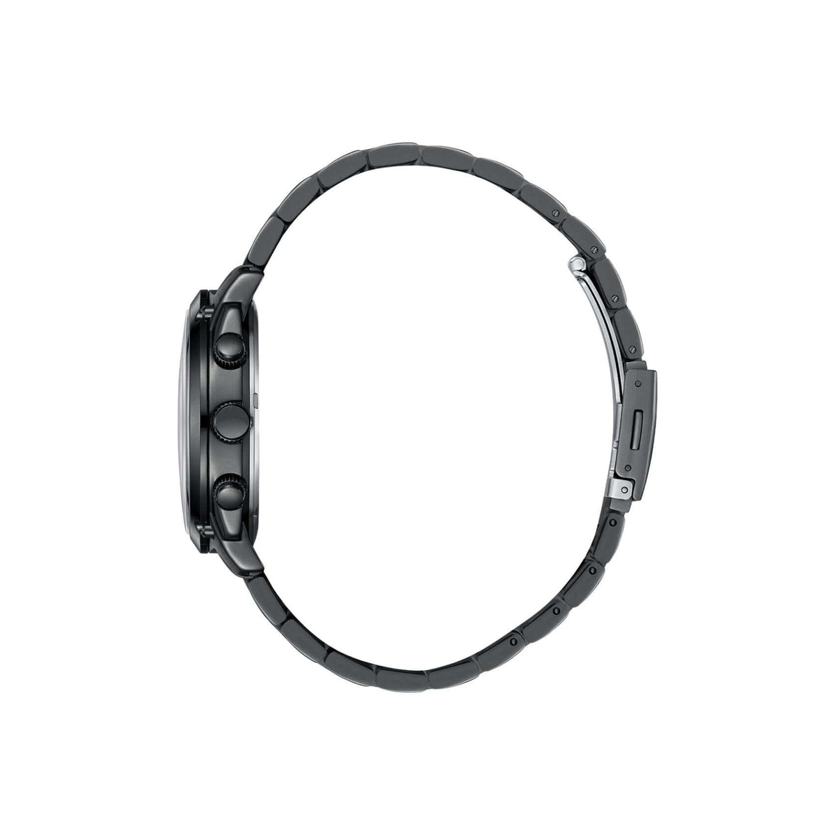 Πλάγια όψη από ανδρικό ρολόι Lee Cooper Gents Multi LC08348.650 με μαύρο μπρασελέ από ανοξείδωτο ατσάλι.