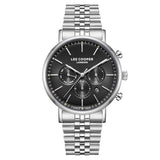 Ανδρικό ρολόι Lee Cooper Gents Multi LC08372.350 με ασημί ατσάλινο μπρασελέ, μαύρο καντράν και κάσα 42 mm.