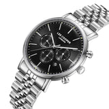 Καντράν από ανδρικό ρολόι Lee Cooper Gents Multi LC08372.350 σε μαύρο χρώμα με ασημί λεπτομέρειες, ένδειξη ημέρας, ημερομηνίας και διπλής ώρας και κάσα 42 mm.