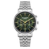 Ανδρικό ρολόι Lee Cooper Gents Multi LC08372.370 με ασημί ατσάλινο μπρασελέ, πράσινο καντράν και κάσα 42 mm.
