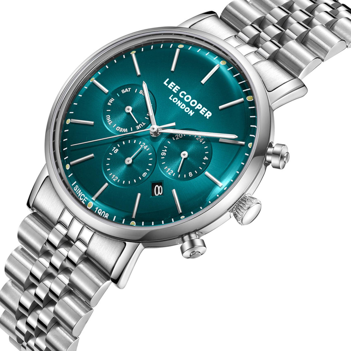Τιρκουάζ καντράν ρολογιού Lee Cooper Gents Multi LC08372.391 διαμέτρου 42mm με ενδείξεις ημέρας και ημερομηνίας