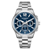 Ανδρικό ρολόι Lee Cooper Gents Multi LC08396.390 με ασημί ατσάλινο μπρασελέ και μπλε καντράν.