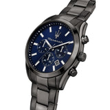 Φωτογραφία του μπλε καντράν του Maserati Attrazione R8853151012 με ασημί δείκτες, υποκαντράν και λειτουργίες χρονογράφου Quartz Multifunction.