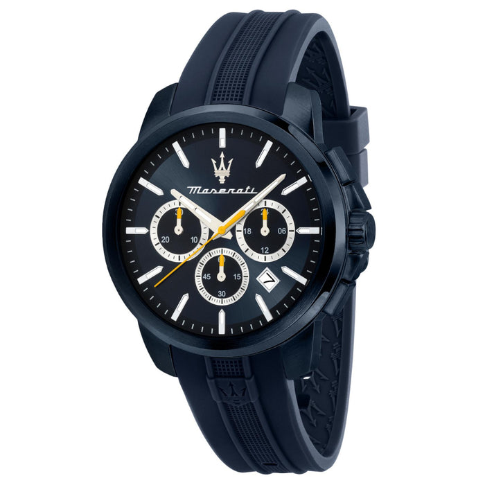 Ανδρικό ρολόι Maserati Blue Edition R8871621044 με μπλε λουράκι καουτσούκ, μπλε καντράν και κάσα 42mm