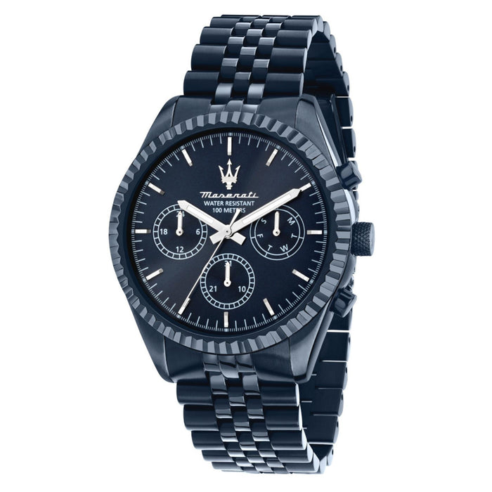 Ανδρικό ρολόι Maserati Blue Edition R8873600011 με μπλε μπρασελέ από ανοξείδωτο ατσάλι, μπλε καντράν και κάσα 43mm