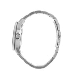 Φωτογραφία του Maserati Competizione R8823100004 που αναδεικνύει την κάσα 43mm και το ασημί μπρασελέ από ανοξείδωτο ατσάλι.