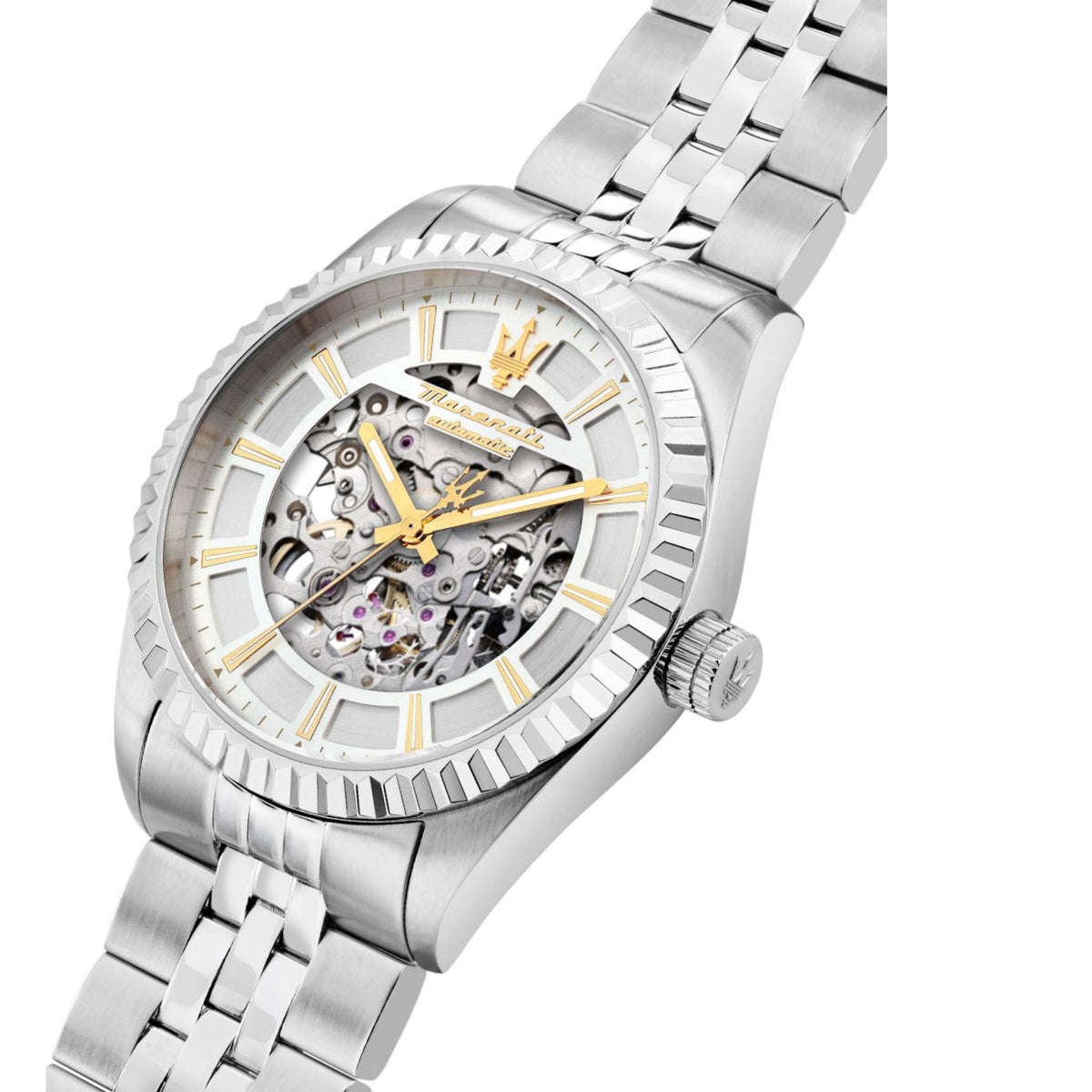 Skeleton ασημί καντράν ρολογιού Maserati Competizione R8823100007 διαμέτρου 41mm