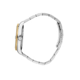 Πλάγια λήψη του Maserati Competizione R8853100027 που αναδεικνύει τη δίχρωμη κάσα 43mm και το μπρασελέ από ανοξείδωτο ατσάλι.