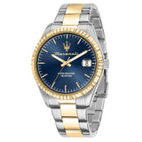 Ανδρικό ρολόι Maserati Competizione R8853100027 με δίχρωμο μπρασελέ ασημί–χρυσό, μπλε καντράν και δίχρωμη κάσα 43mm