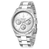 Ανδρικό ρολόι Maserati Competizione R8853100041 με ασημί μπρασελέ, ασημί καντράν και κάσα 43mm