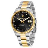 Ανδρικό ρολόι Maserati Competizione R8853100042 με δίχρωμο μπρασελέ ασημί–χρυσό, μαύρο καντράν και δίχρωμη κάσα 43mm