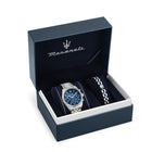 Ανδρικό Ρολόι Maserati Competizione R8853100048 με Ασημί Μπρασελέ & Μπλε Καντράν
