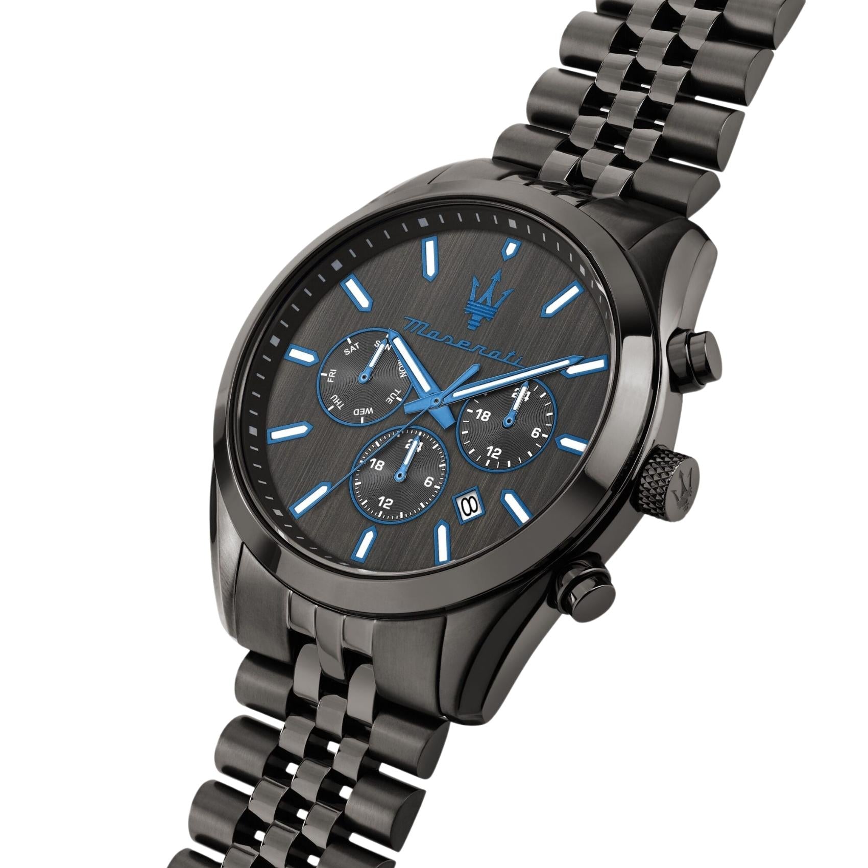 Μαύρο καντράν ρολογιού Maserati Dark Edition R8853154004 διαμέτρου 43mm με χρονογράφο και ημερομηνία