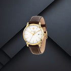 Ανδρικό Ρολόι Maserati Epoca Slim R8851118018 με Καφέ Δερμάτινο Λουράκι & Λευκό Καντράν