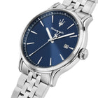 Ανδρικό Ρολόι Maserati Epoca Slim R8853118031 με Ασημί Μπρασελέ & Μπλε Καντράν