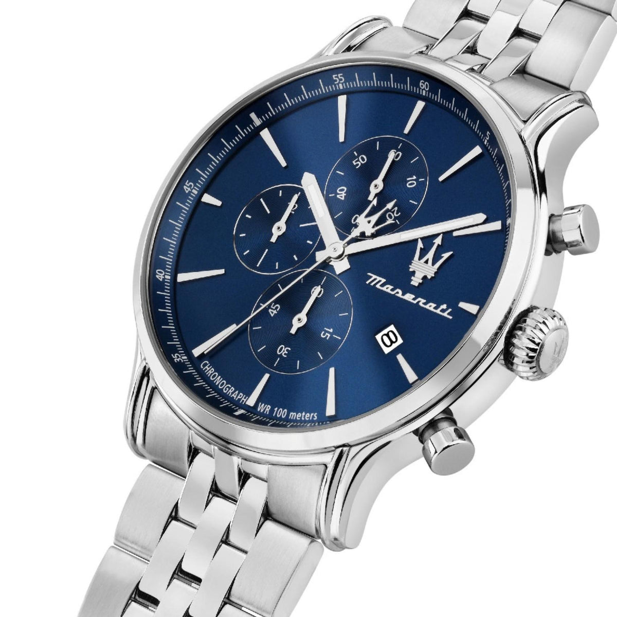 Μπλε καντράν ρολογιού Maserati Epoca Slim R8873618039 διαμέτρου 40mm με ένδειξη χρονογράφου και ημερομηνίας