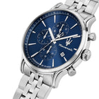 Ανδρικό Ρολόι Maserati Epoca Slim R8873618039 με Ασημί Μπρασελέ & Μπλε Καντράν