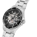 Ανδρικό Ρολόι Maserati Sfida R8823140020 με Ασημί Μπρασελέ & Skeleton Μαύρο Καντράν