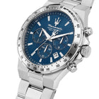 Ανδρικό Ρολόι Maserati Sfida R8873640029 με Ασημί Μπρασελέ & Μπλε Καντράν