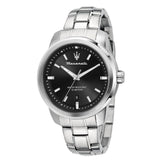 Ανδρικό ρολόι Maserati Successo R8853121006 με ασημί μπρασελέ από ανοξείδωτο ατσάλι, μαύρο καντράν, ασημένιους δείκτες και κάσα 44mm