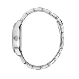 Πλάγια λήψη του Maserati Successo R8853121012 που αναδεικνύει την κάσα 42mm και το ασημί μπρασελέ από ανοξείδωτο ατσάλι.