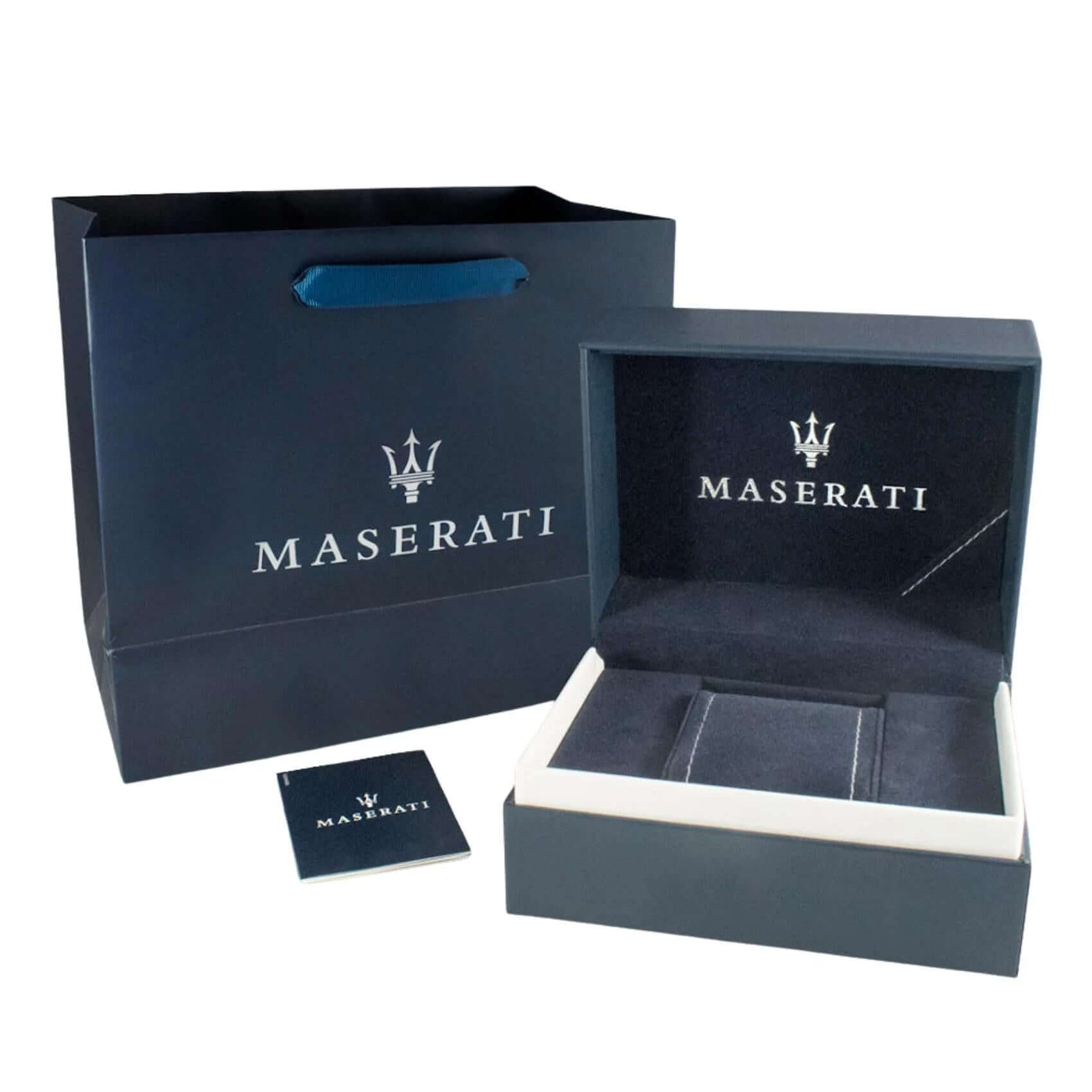 Συσκευασία ανδρικού ρολογιού Maserati Traguardo R8871612043 με branded κουτί.