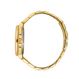 Λεπτομερής λήψη του χρυσού μπρασελέ από ανοξείδωτο ατσάλι του Maserati Velocita R8873652002 που αναδεικνύει την υφή και το φινίρισμά του.