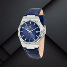 Ανδρικό Ρολόι Maserati Velocita Slim R8851153002 με Μπλε Δερμάτινο Λουράκι & Μπλε Καντράν