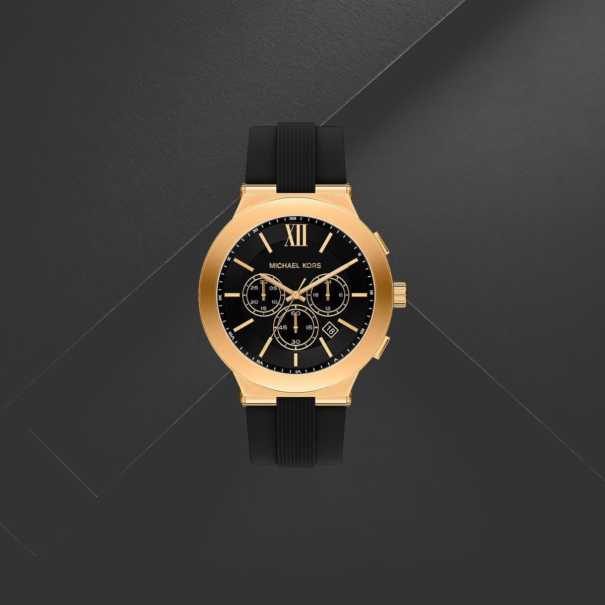 Ανδρικό ρολόι Michael Kors Billie MK9253 χρονογράφος με μαύρο λουράκι και μαύρο καντράν 46mm