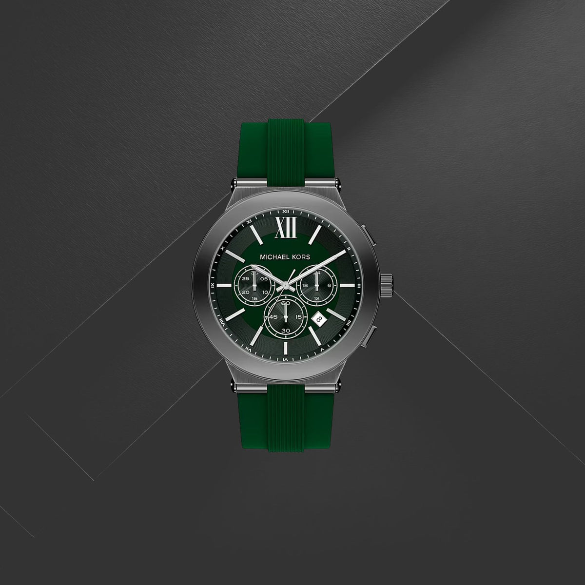 Ανδρικό ρολόι Michael Kors Billie MK9255 χρονογράφος με πράσινο λουράκι και πράσινο καντράν 46mm