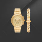 Ανδρικό Ρολόι Michael Kors Billie MK9270SET Χρονογράφος με Χρυσό Μπρασελέ & Χρυσό Καντράν