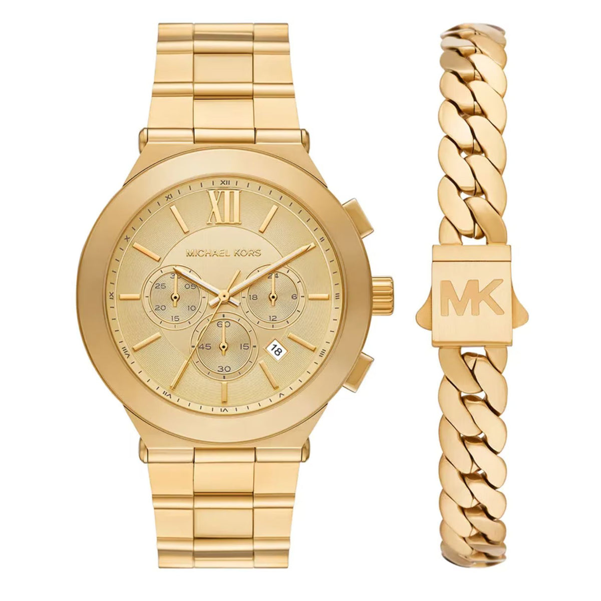 Σετ ανδρικό ρολόι Michael Kors Billie MK9270SET χρονογράφος με χρυσό μπρασελέ, χρυσό καντράν και βραχιόλι 